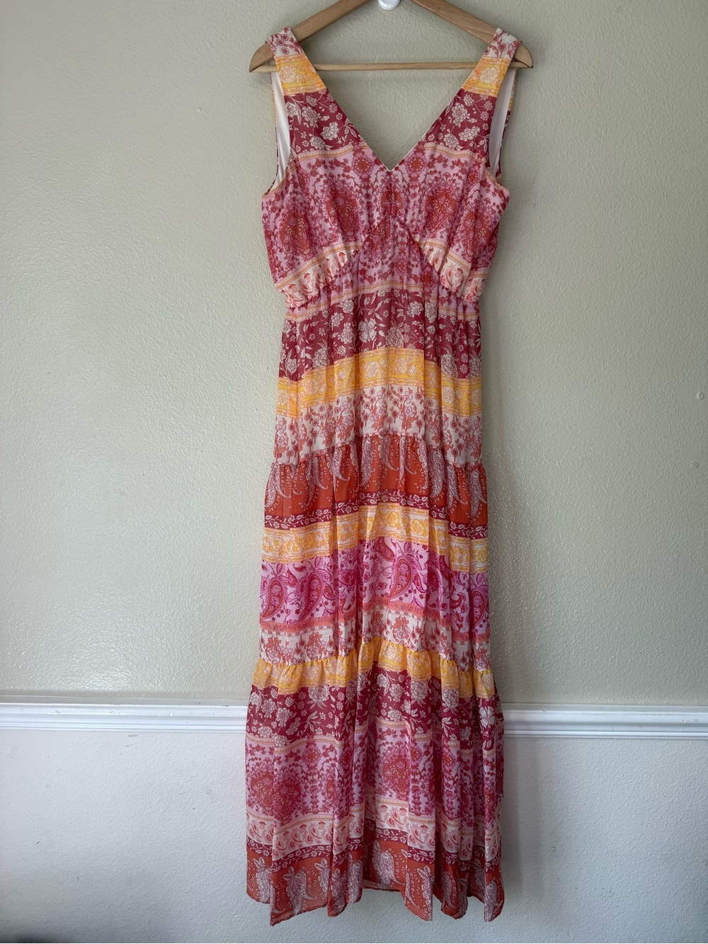 Maison Tara Paisley Striped Maxi Dress